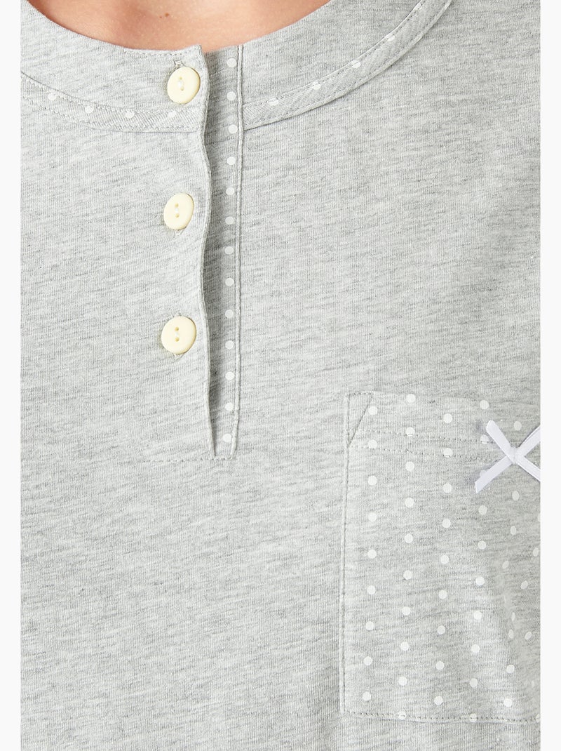 Pyjama maille jersey coton peigné - Damart Gris clair - Kiabi
