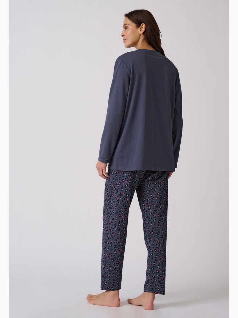 Pyjama maille jersey coton peigné - Damart Gris foncé - Kiabi