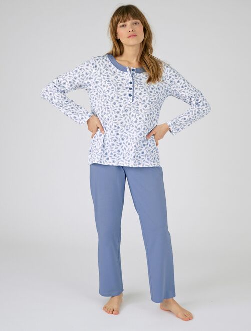 Pyjama maille jersey pur coton peigné - Damart - Kiabi