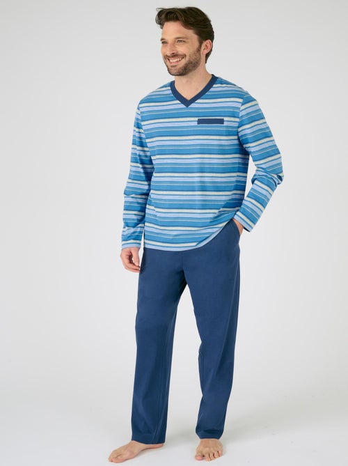 Pyjama maille jersey rayée fil teint - Damart - Kiabi