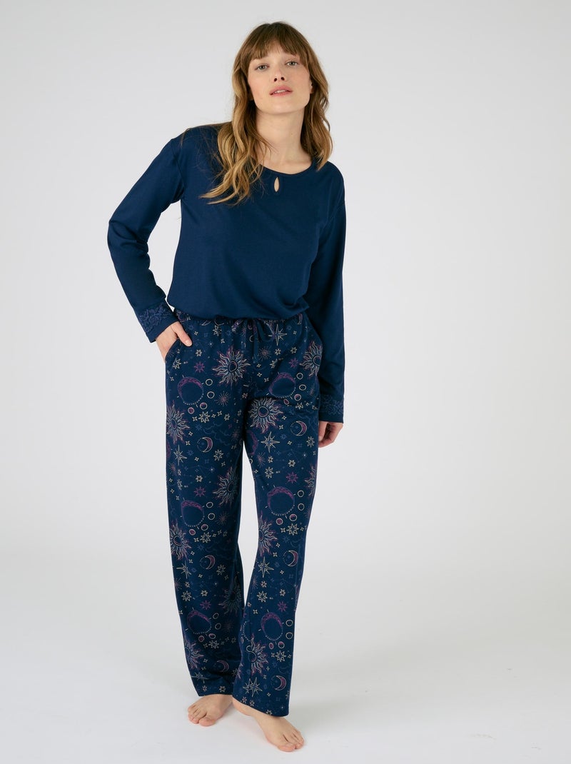 Pyjama maille jersey souple chaude Thermolactyl - Damart Bleu - Kiabi