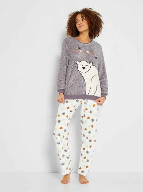Pyjama maille peluche - 2 pièces - Kiabi