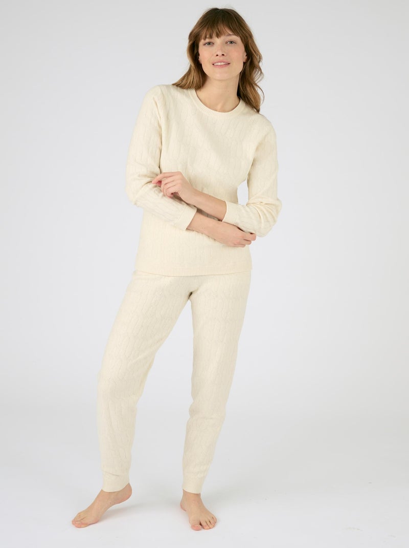 Pyjama maille torsadée Thermolactyl - Damart Blanc cassé - Kiabi