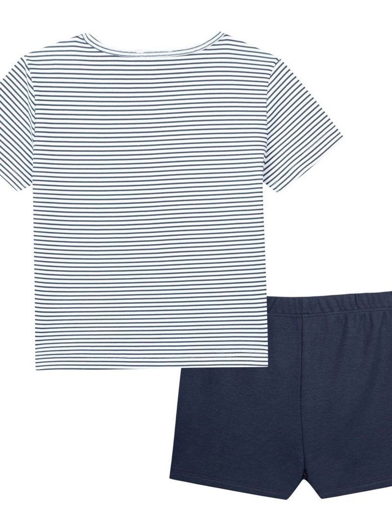 Pyjama Manches Courtes Rayé Oeko-tex 'miniman' Bleu marine - Kiabi