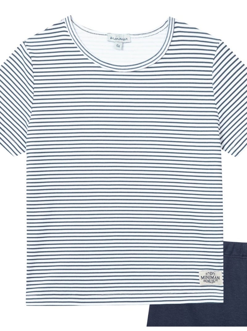 Pyjama Manches Courtes Rayé Oeko-tex 'miniman' Bleu marine - Kiabi
