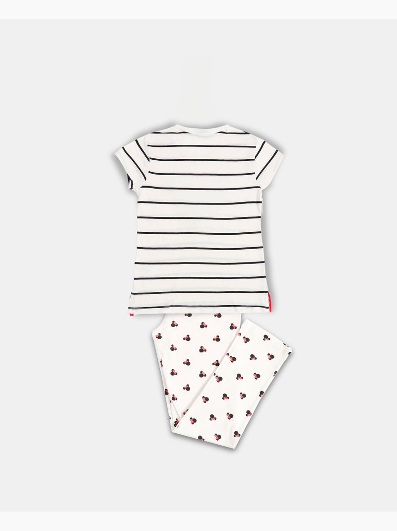 Pyjama manches longues à paillettes Disney Minnie pour fille Ecru - Kiabi