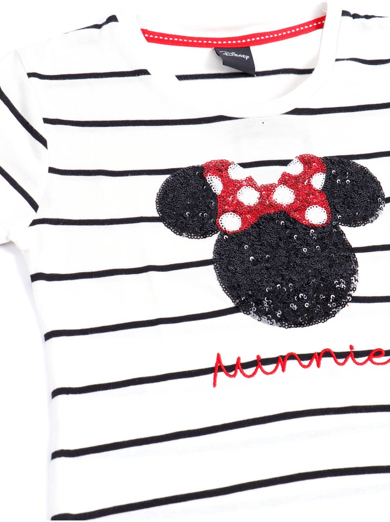 Pyjama manches longues à paillettes Disney Minnie pour fille Ecru - Kiabi