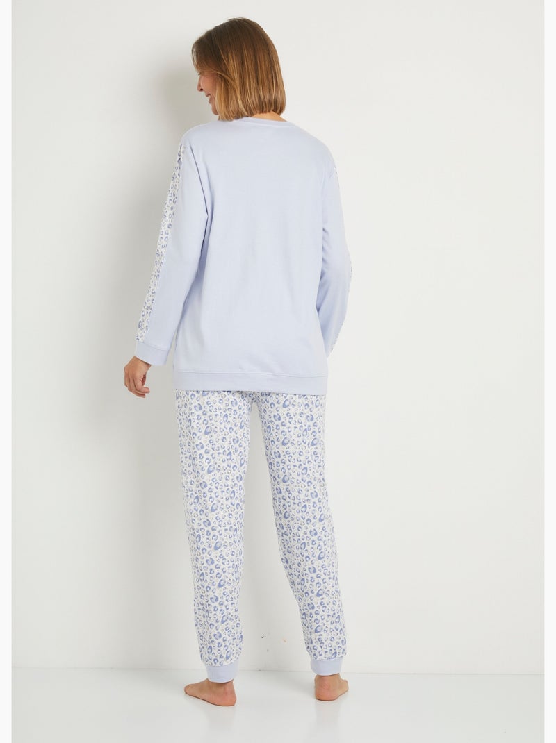 Pyjama manches longues coton interlock - Afibel Bleu Multicolore - Kiabi