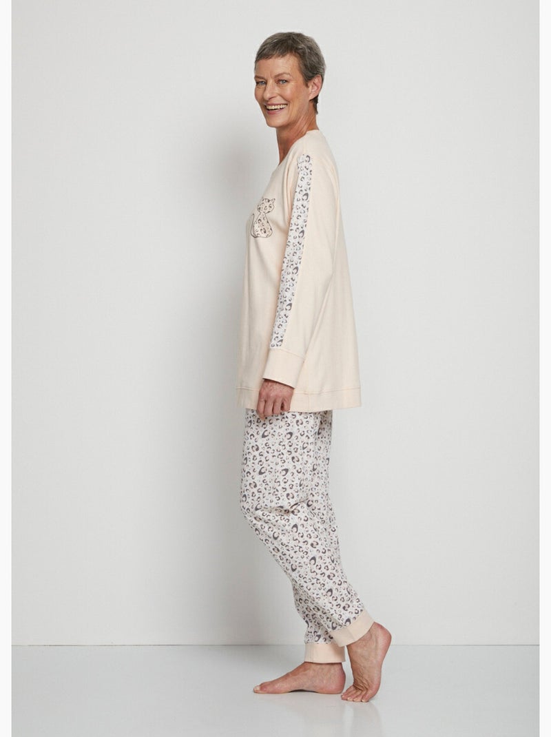 Pyjama manches longues coton interlock - Afibel Rose/Multicolore - Kiabi