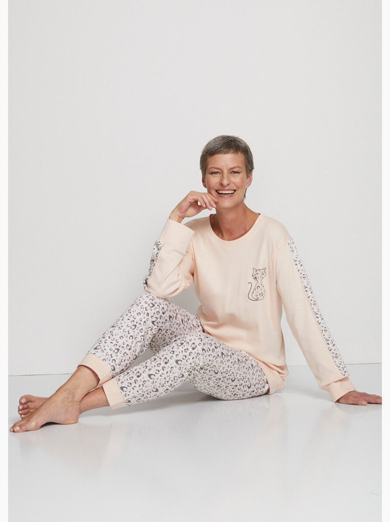 Pyjama manches longues coton interlock - Afibel Rose/Multicolore - Kiabi