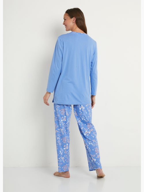 Pyjama manches longues coton uni fleuri - Afibel - Kiabi