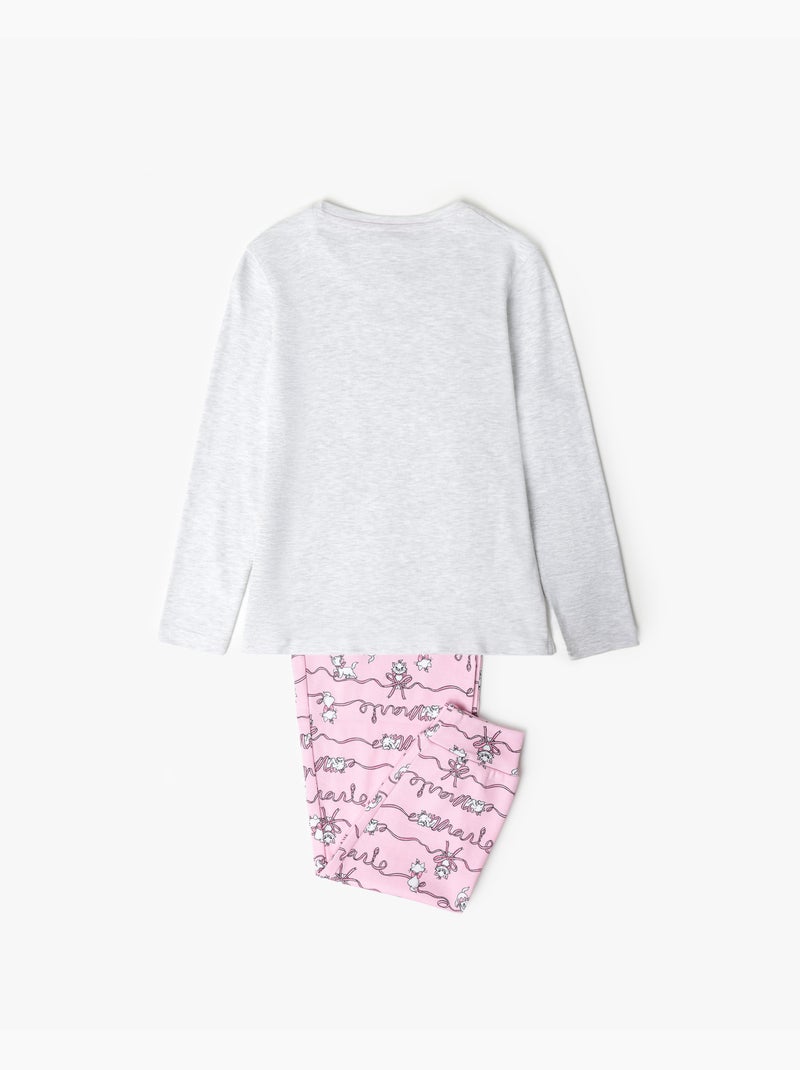 Pyjama manches longues Disney Marie pour fille Gris chiné - Kiabi