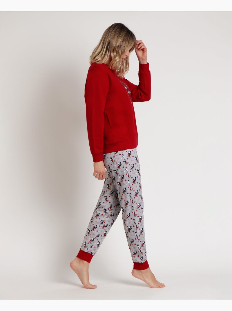 Pyjama manches longues Disney pour femme Roi Mickey Bordeaux - Kiabi