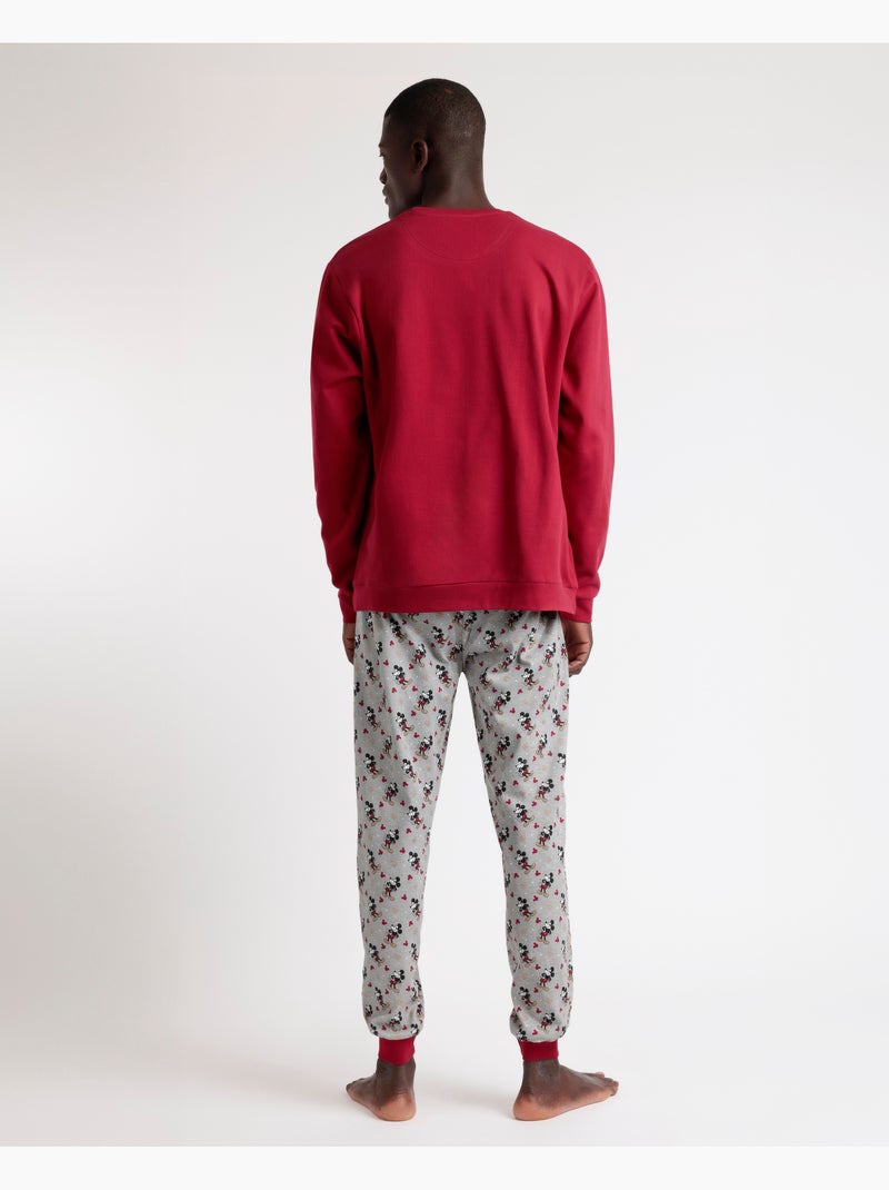 Pyjama manches longues Disney pour homme Roi Mickey Bordeaux - Kiabi