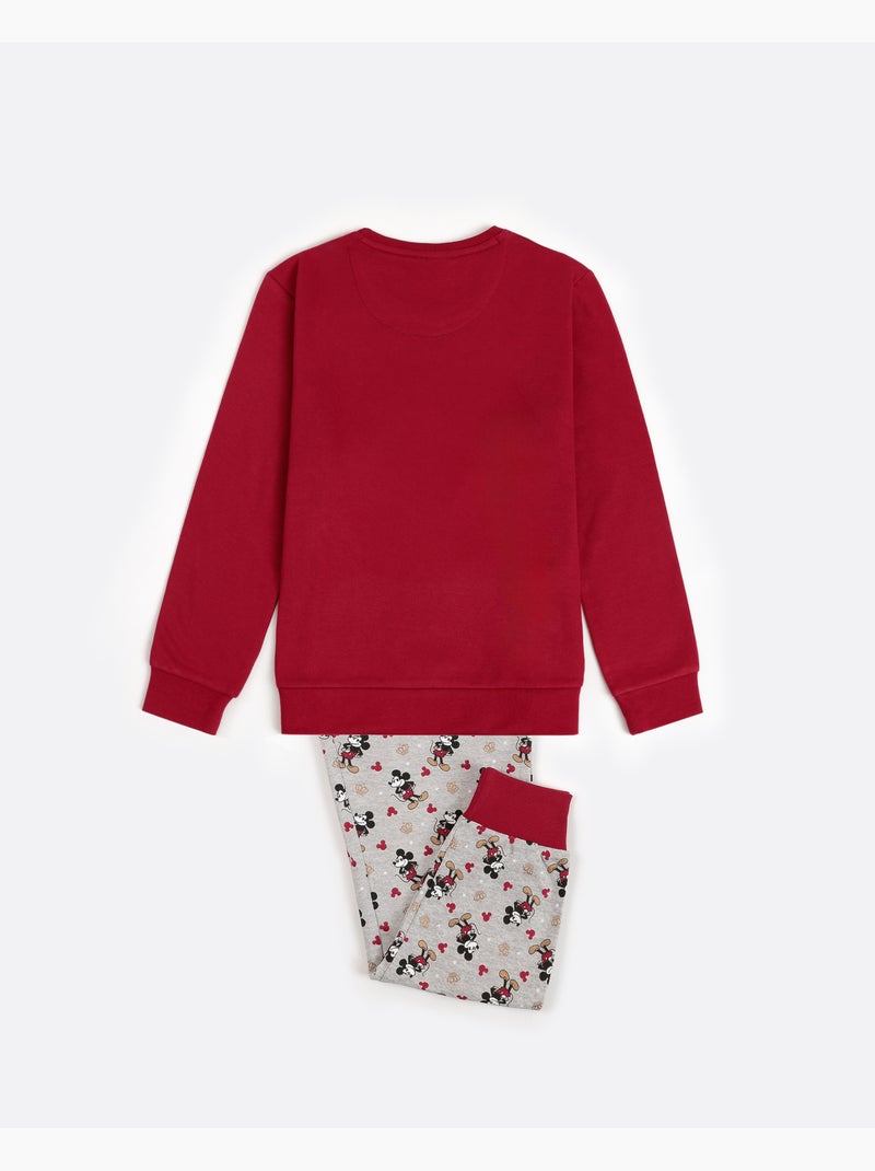 Pyjama manches longues Disney Roi Mickey pour fille Bordeaux - Kiabi