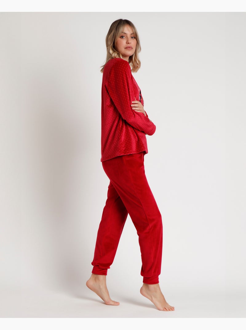 Pyjama manches longues Disney Velvet King Mickey pour femme Bordeaux - Kiabi