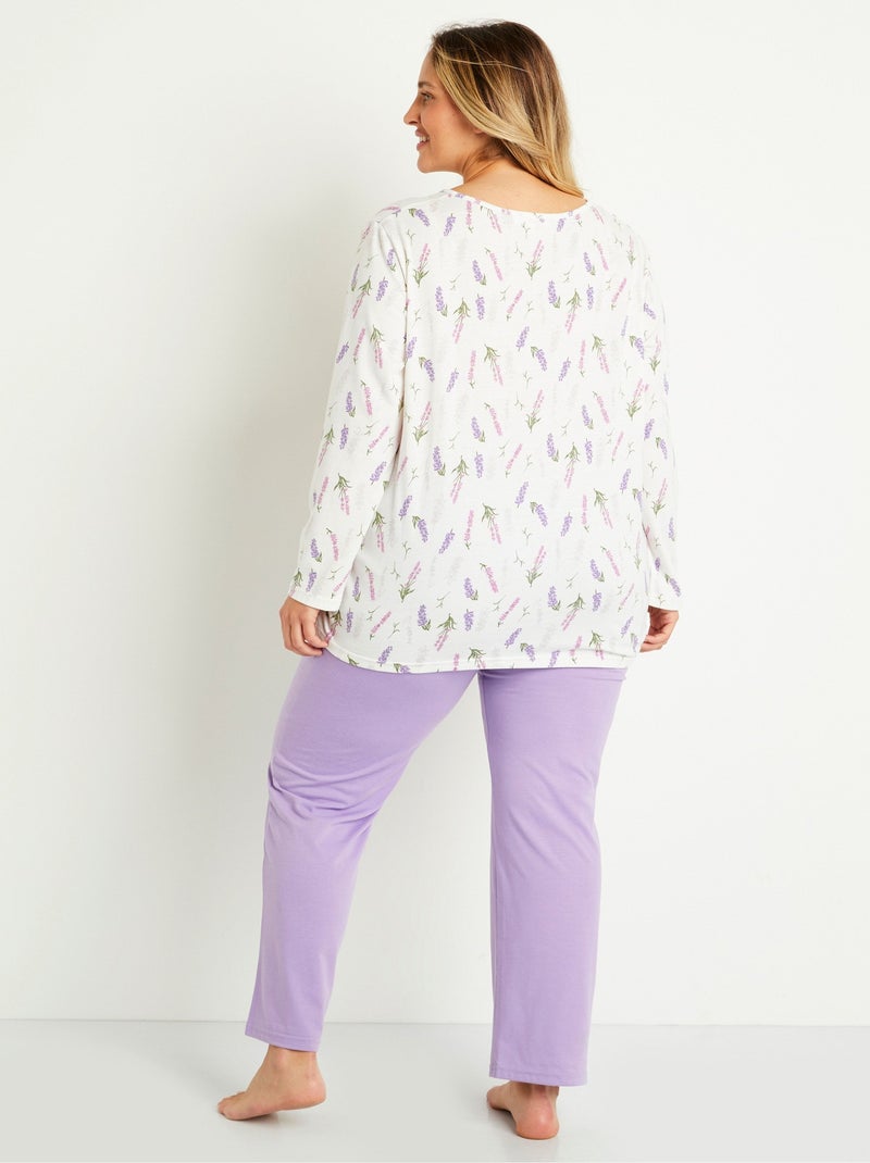 Pyjama manches longues haut imprimé - Afibel Violet - Kiabi