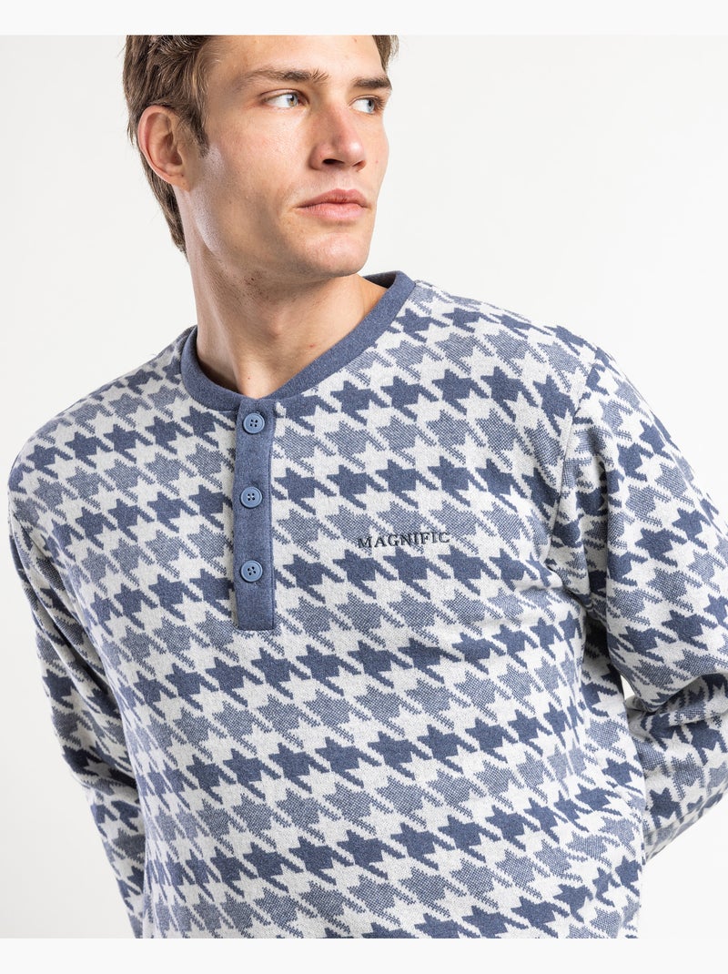 Pyjama manches longues homme ADMAS MAGNIFICENT bleu Milano Bleu - Kiabi