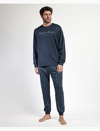 Pyjama manches longues italique pour homme RESTEZ À LA MAISON