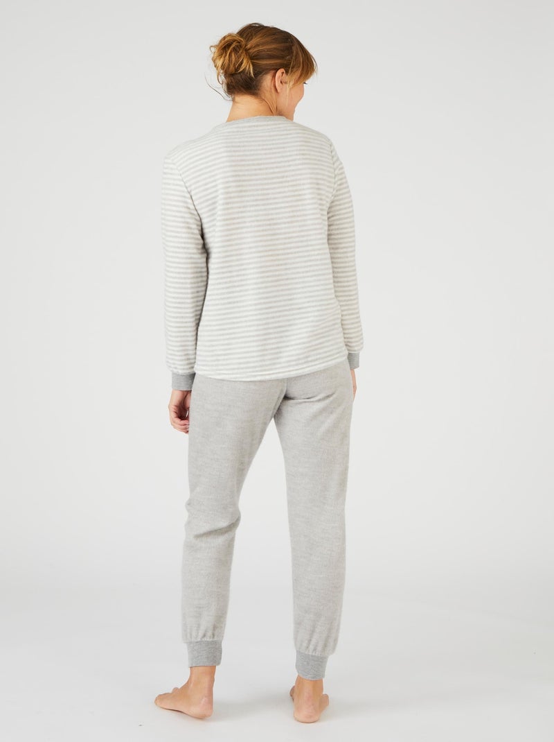 Pyjama manches longues maille duveteuse Thermolactyl - Damart Gris chiné - Kiabi