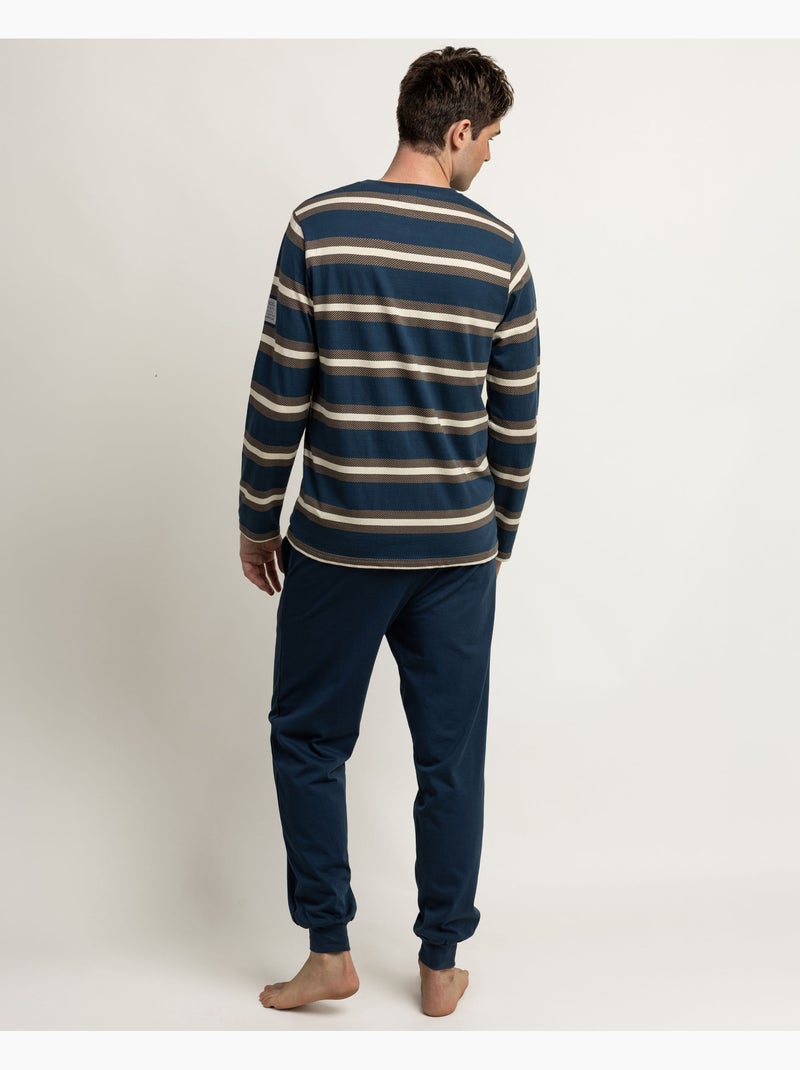 Pyjama manches longues NEW PLAN Terrain pour homme Bleu - Kiabi