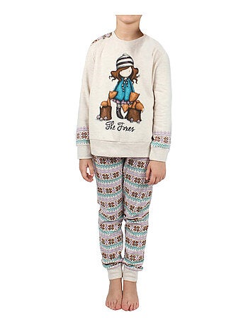Pyjama manches longues pantalon Felpa The Foxes ivoire