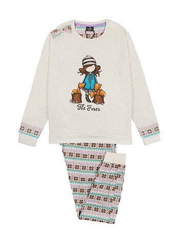 Pyjama manches longues pantalon Felpa The Foxes ivoire