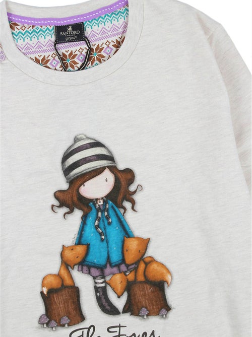 Pyjama manches longues pantalon Felpa The Foxes ivoire - Kiabi