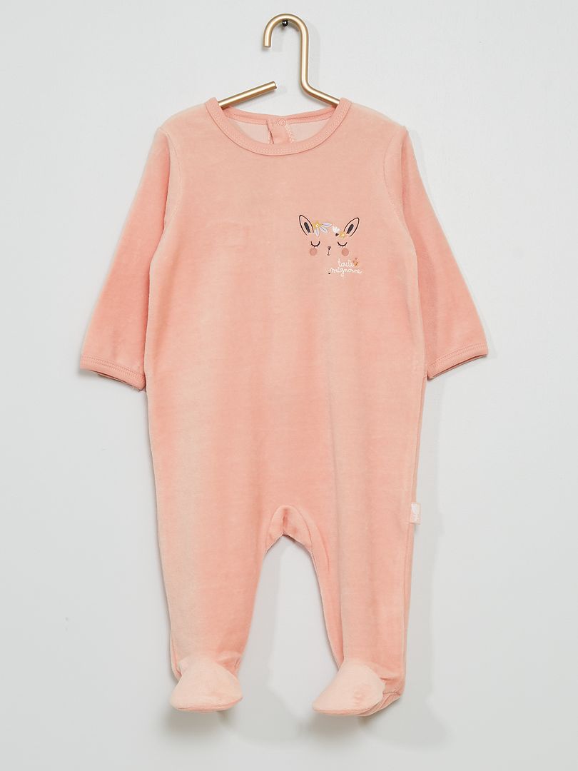 Pyjama manches longues 'petit béguin' rose - Kiabi