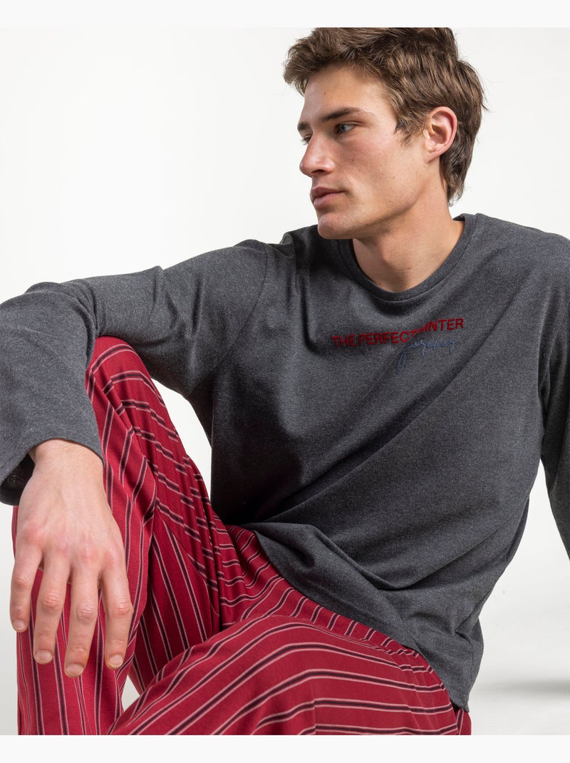 Pyjama manches longues pour homme > : lidéal pour lhiver Gris chiné - Kiabi