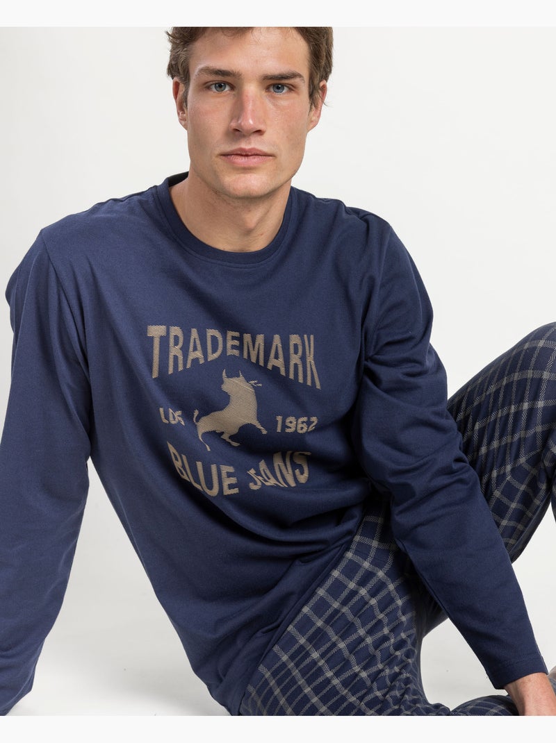 Pyjama manches longues pour homme LOIS Wanted & Wild Bleu marine - Kiabi
