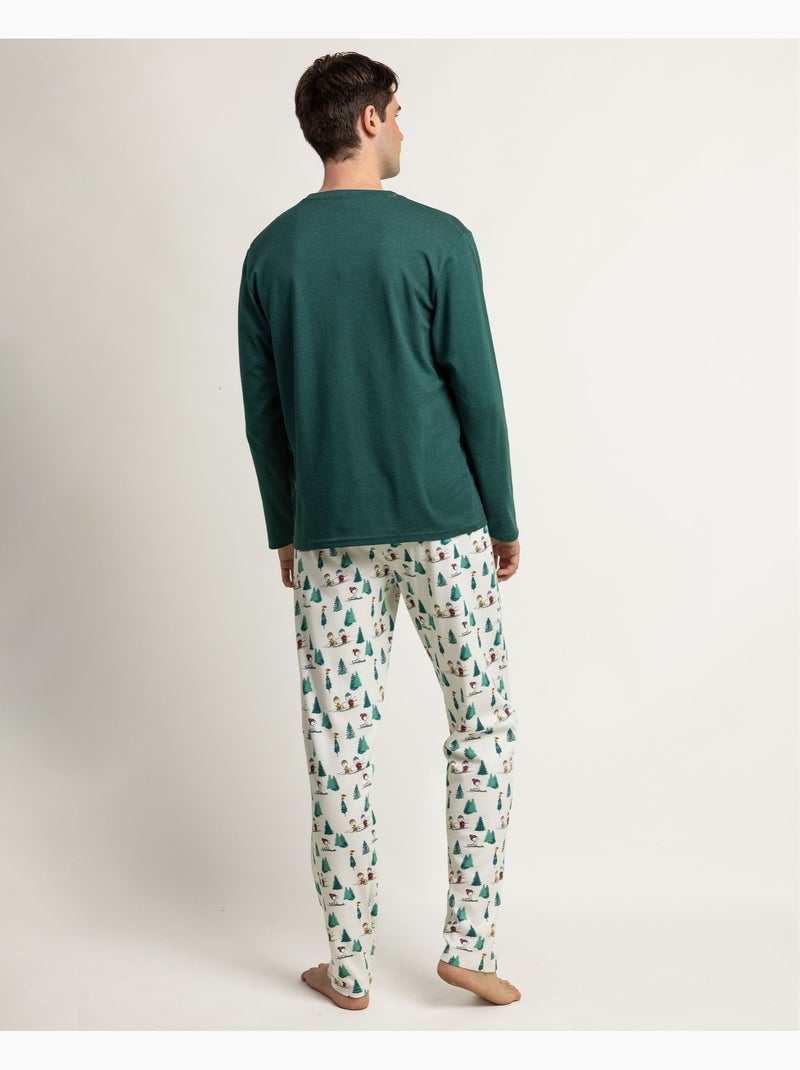 Pyjama manches longues Snoopy Mountain pour homme PEANUTS Vert - Kiabi