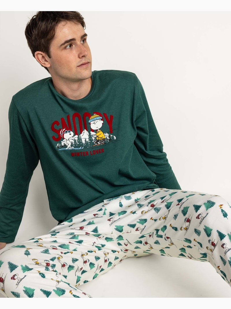 Pyjama manches longues Snoopy Mountain pour homme PEANUTS Vert - Kiabi