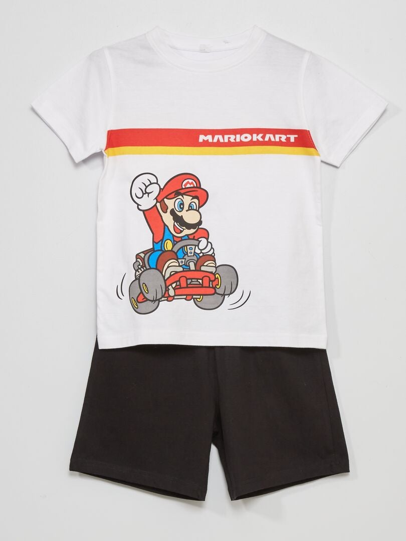 Pyjama 'Mario' - 2 pièces blanc/noir - Kiabi