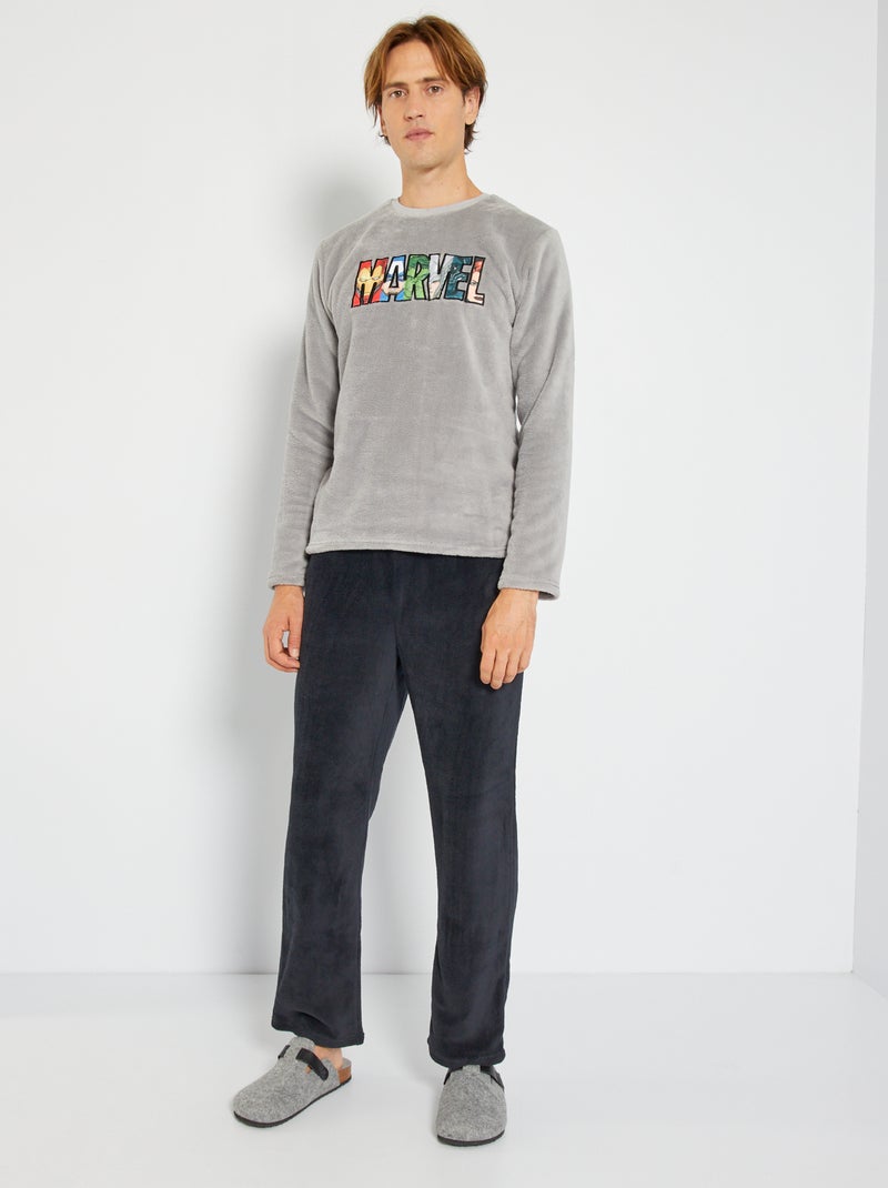 Pyjama 'Marvel' en maille polaire - 2 pièces gris - Kiabi
