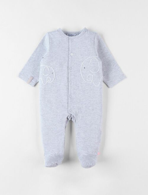 Pyjama naissance 1 pièce éléphant en jersey, chiné - Noukie's - Kiabi