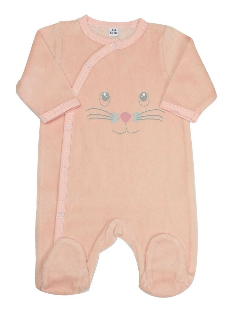 Pyjama naissance en velours Rose - Kiabi