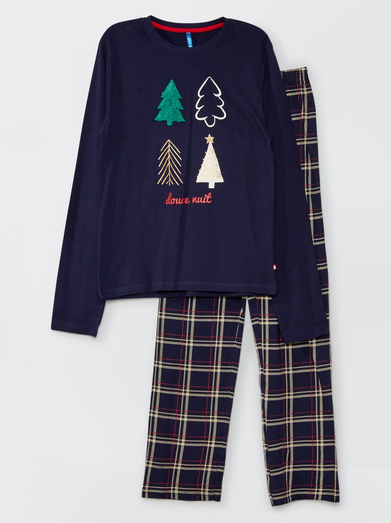 Pyjama 'noël' - 2 pièces bleu marine - Kiabi