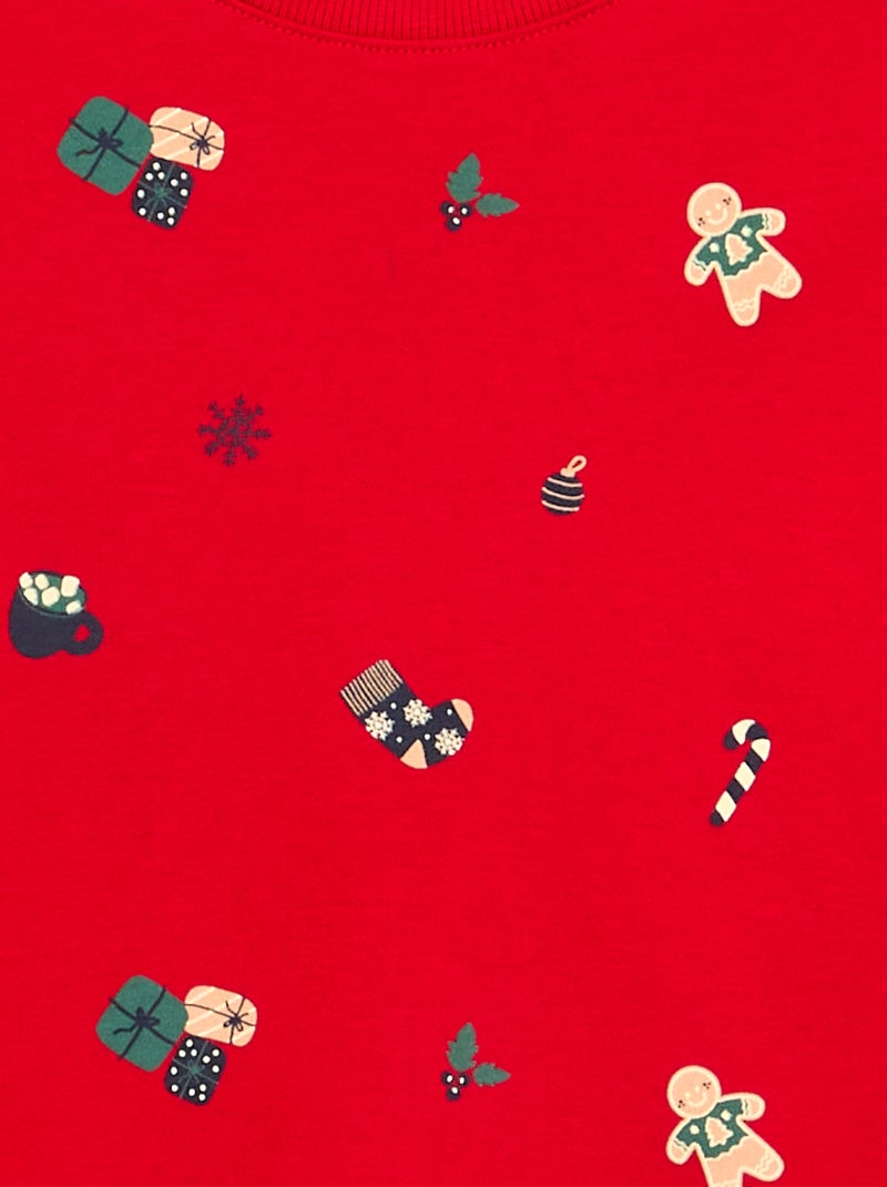 Pyjama 'Noël' 2 pièces - T-shirt à manches longues + pantalon Rouge - Kiabi