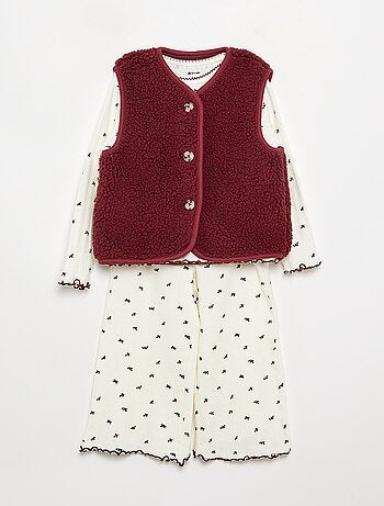 Pyjama 'Noël' 3 pièces - T-shirt + pantalon + gilet sans manches