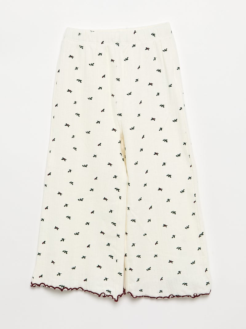 Pyjama 'Noël' 3 pièces - T-shirt + pantalon + gilet sans manches Blanc - Kiabi