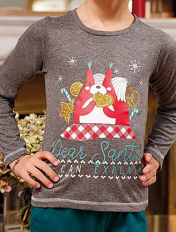 Pyjama NOËL EN FAMILLE anthracite chiné/vert - DODO