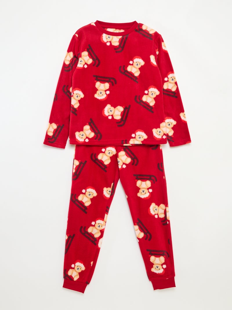 Pyjama Noël en polaire all-over Rouge - Kiabi