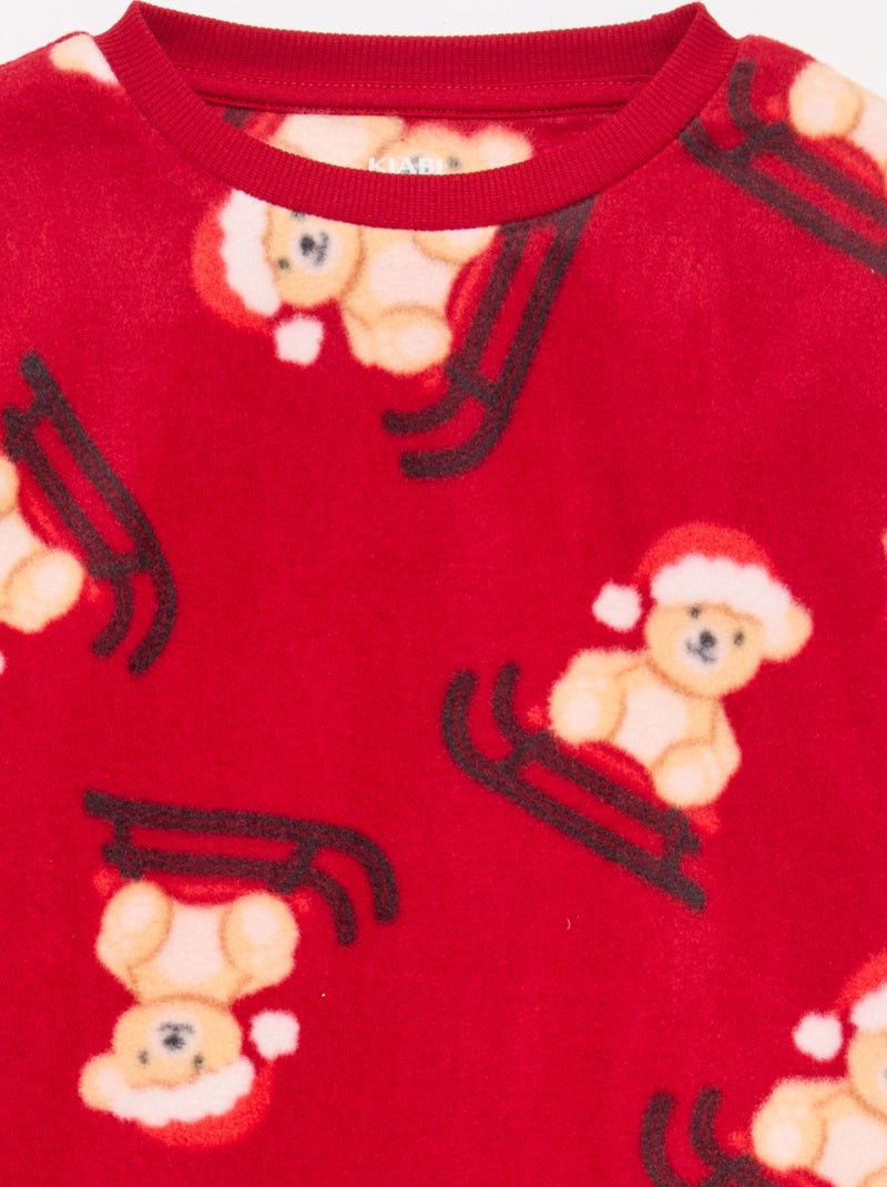 Pyjama Noël en polaire all-over Rouge - Kiabi