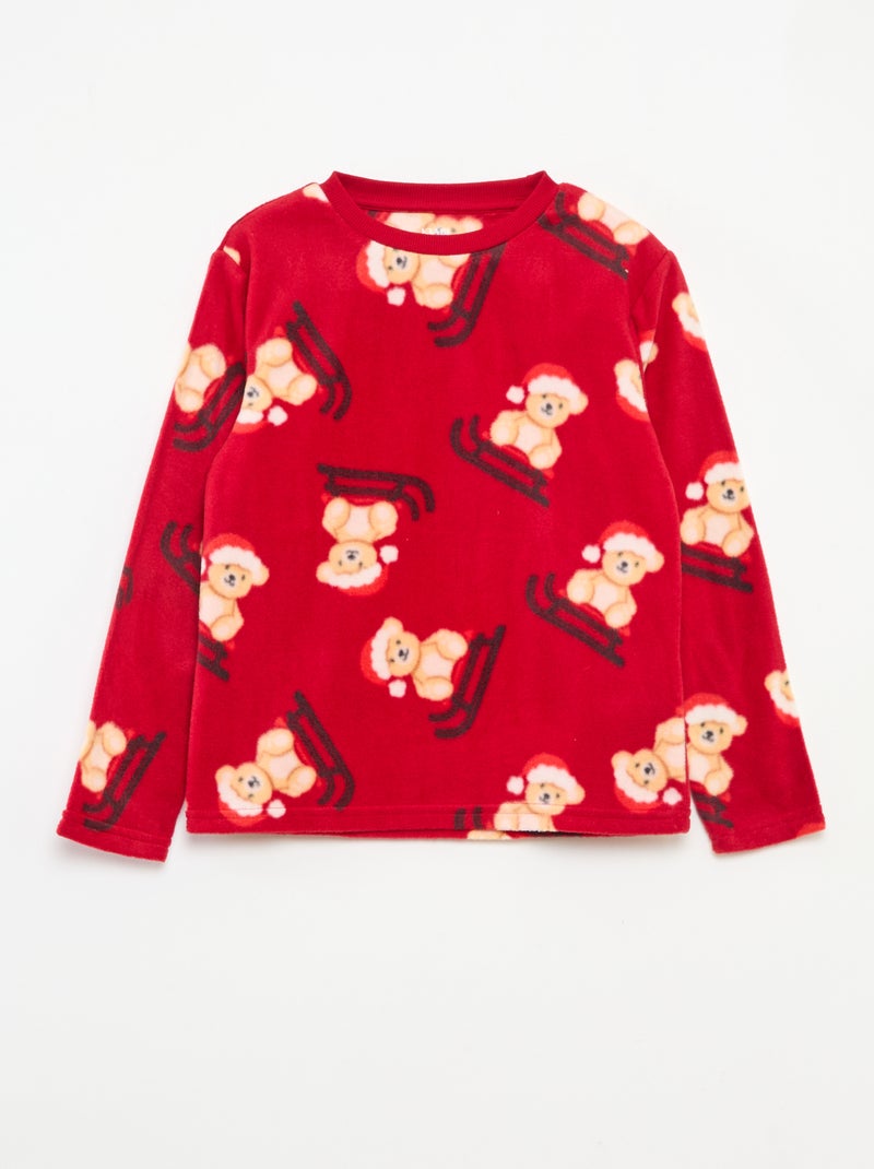 Pyjama Noël en polaire all-over Rouge - Kiabi