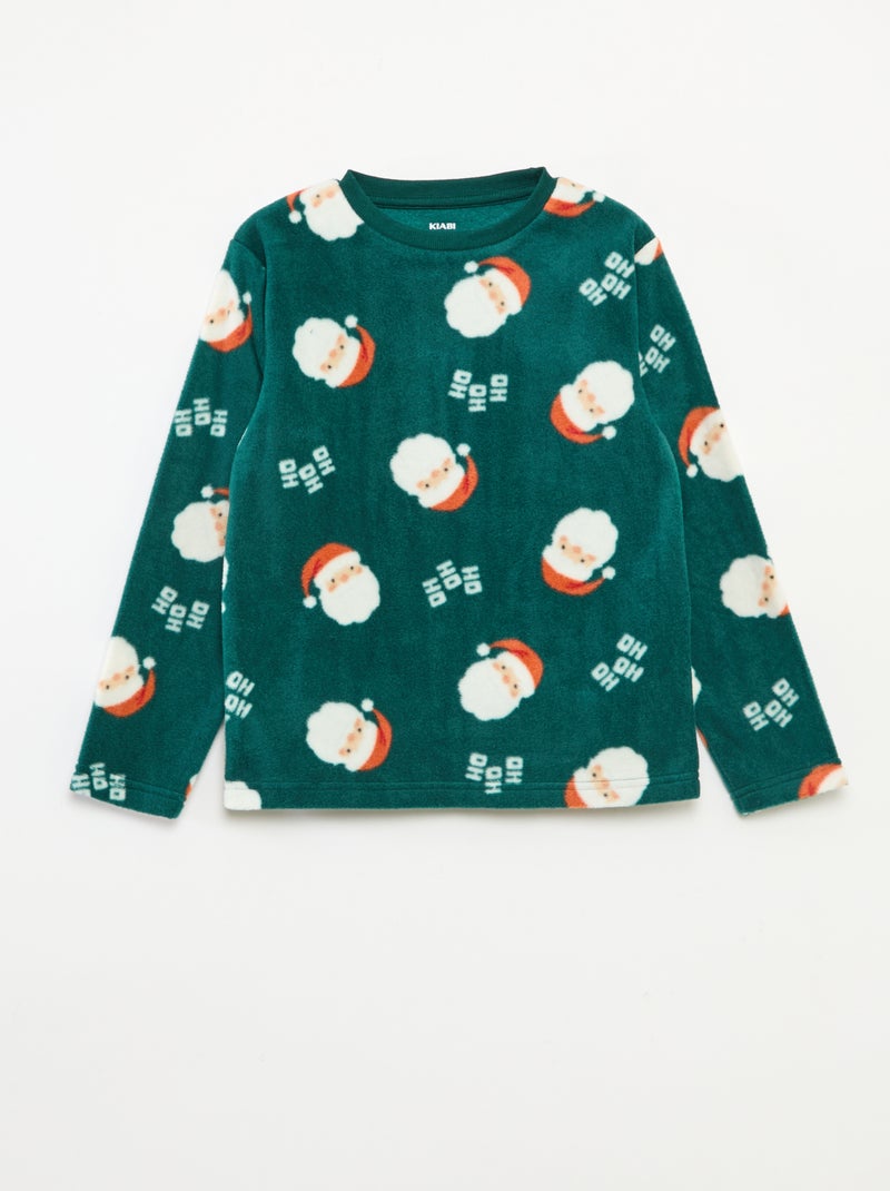 Pyjama Noël en polaire all-over Vert - Kiabi