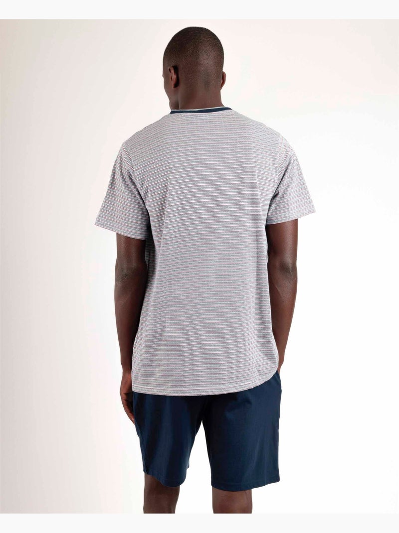 Pyjama ouvert à chevrons et manches courtes pour homme ADMAS CLASSIC Bleu - Kiabi