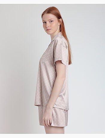 Pyjama ouvert à manches courtes en dentelle à pois pour femme ADMAS CLASSIC