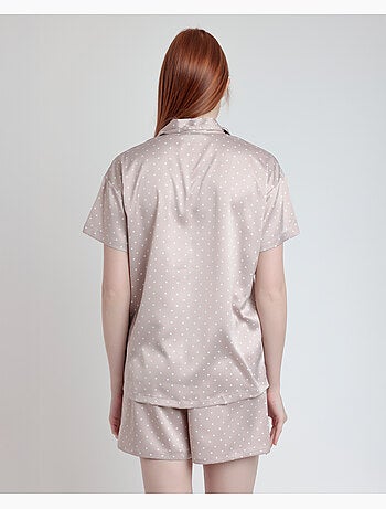 Pyjama ouvert à manches courtes en dentelle à pois pour femme ADMAS CLASSIC