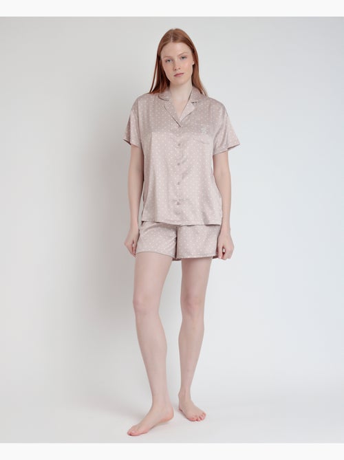 Pyjama ouvert à manches courtes en dentelle à pois pour femme ADMAS CLASSIC - Kiabi Pyjama ouvert à manches courtes en dentelle à pois pour femme ADMAS CLASSIC - Kiabi